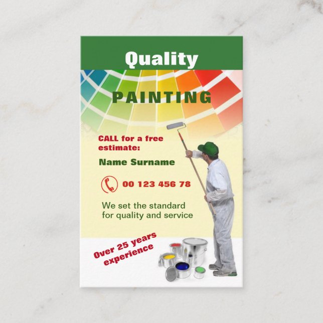 Tarjeta De Visita Pintura de la calidad (Anverso)