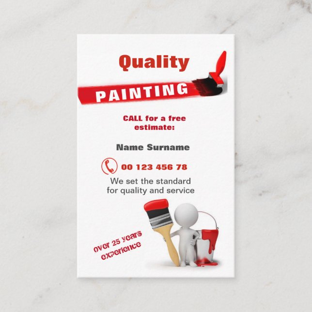 Tarjeta De Visita Pintura de la calidad (Anverso)
