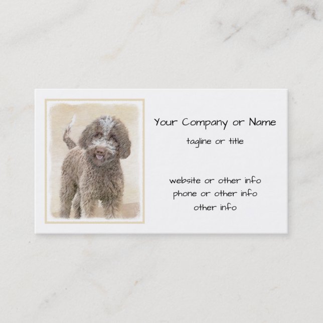 Tarjeta De Visita Pintura de Lagotto Romagnolo - Arte de perro origi (Anverso)