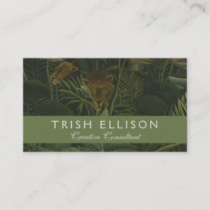 Tarjeta De Visita Pintura de león de la selva tropical de Rousseau
