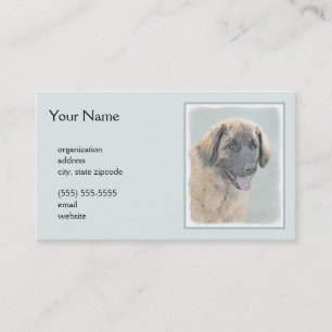 Tarjeta De Visita Pintura de Leonberger - Arte de Perro Original.