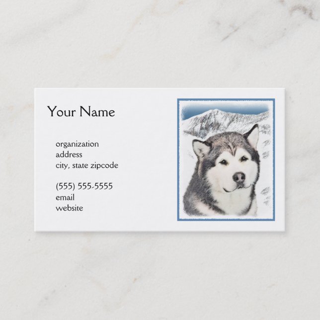 Tarjeta De Visita Pintura de Malamute de Alaska - Arte de Perro Orig (Anverso)