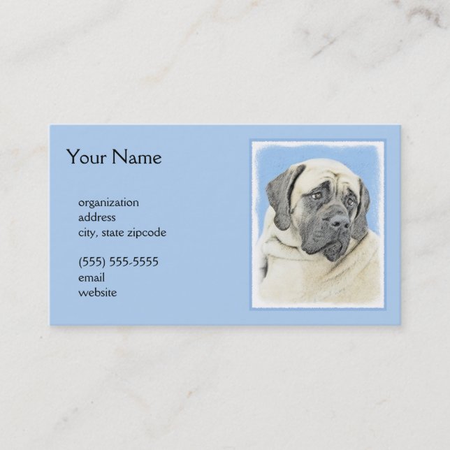 Tarjeta De Visita Pintura de malvado inglés (Fawn) - Arte de perro o (Anverso)