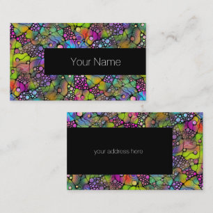 Tarjeta De Visita Pintura de mano de puntos coloridos 1