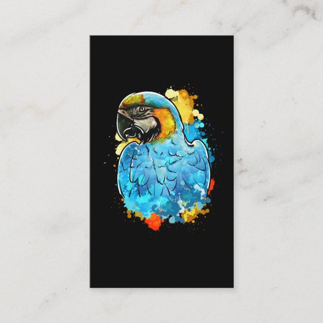 Tarjeta De Visita Pintura de pájaro de lino azul acuoso (Anverso)