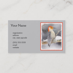 Tarjeta De Visita Pintura de pájaro de madera roja