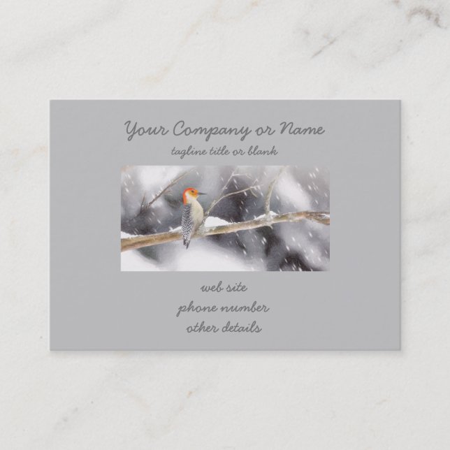 Tarjeta De Visita Pintura de pájaro de madera roja (Anverso)