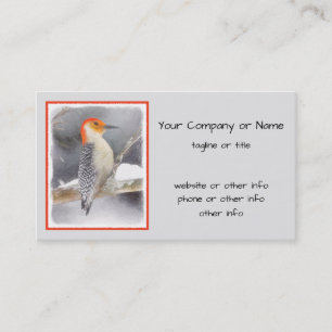 Tarjeta De Visita Pintura de pájaro de madera roja