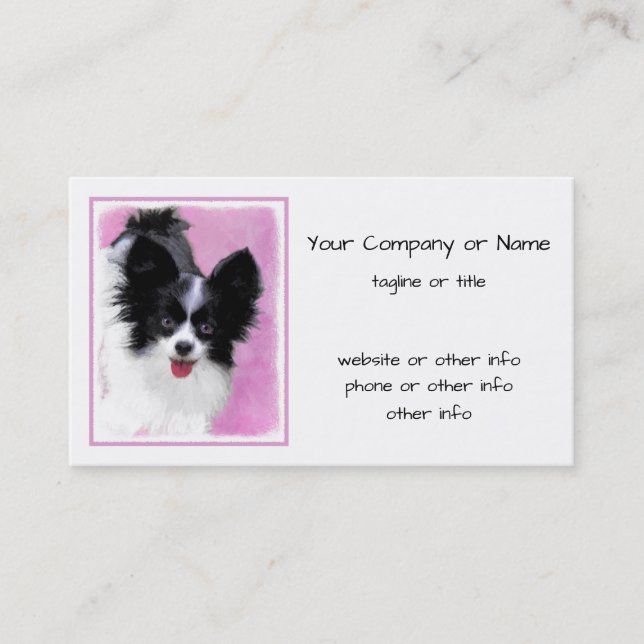 Tarjeta De Visita Pintura de Papillon (blanco y negro) - Arte de per (Anverso)