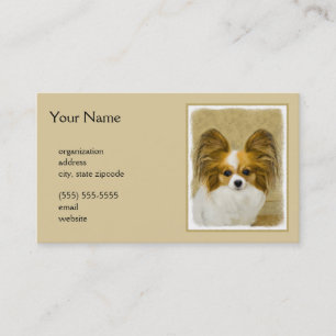 Tarjeta De Visita Pintura de Papillon (Hound Tri) - Arte original de