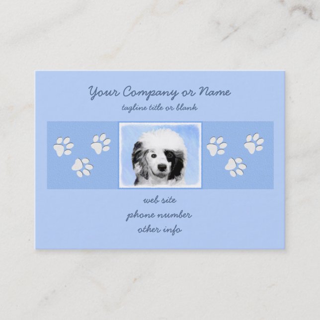 Tarjeta De Visita Pintura de perro de agua portuguesa - Arte origina (Anverso)