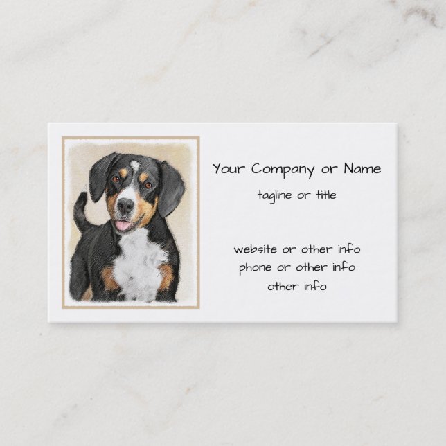 Tarjeta De Visita Pintura de perro de la montaña Entlebucher - Arte  (Anverso)