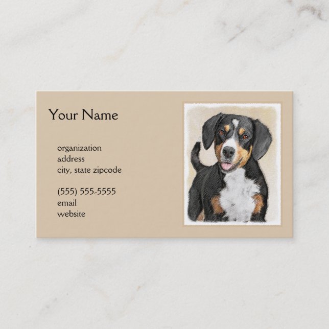 Tarjeta De Visita Pintura de perro de la montaña Entlebucher - Arte  (Anverso)