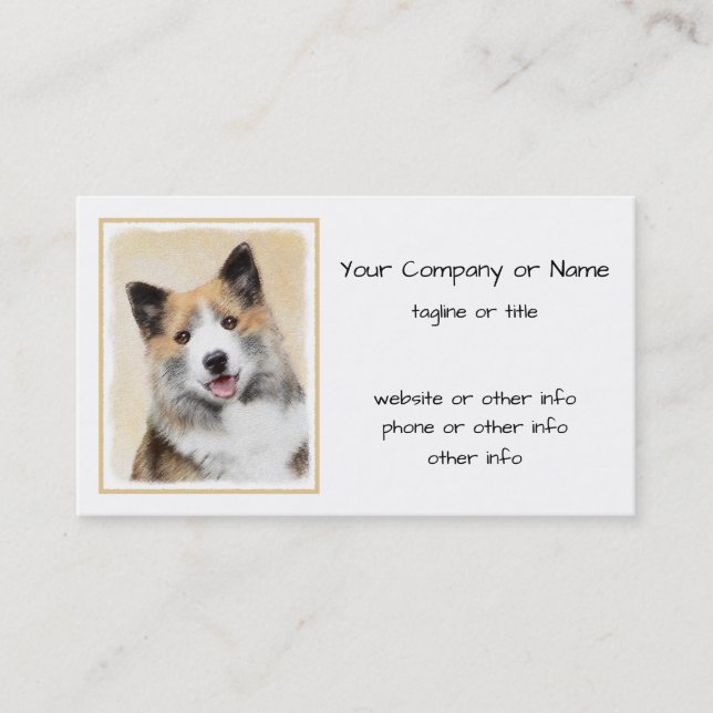 Tarjeta De Visita Pintura de perro islandés - Arte original de perro (Anverso)