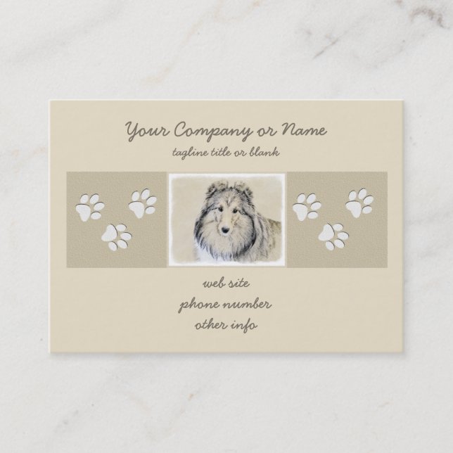 Tarjeta De Visita Pintura de perro pastelero Shetland - Arte origina (Anverso)