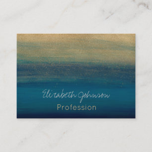 Tarjeta De Visita Pintura de pincel azul dorado moderno