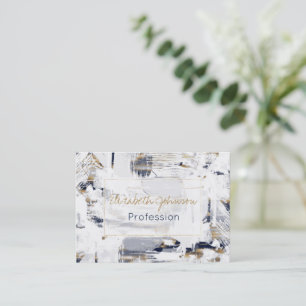 Tarjeta De Visita Pintura de pincel blanco azul y dorado