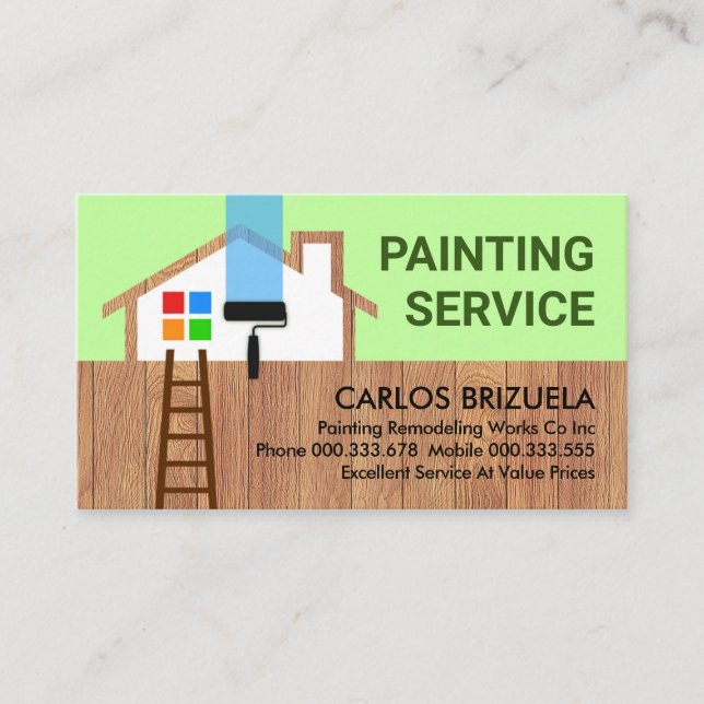 Tarjeta De Visita Pintura de pincel de marco de la casa de madera (Anverso)