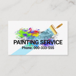 Tarjeta De Visita Pintura de pincel de rodillo sobre bandeja de pint