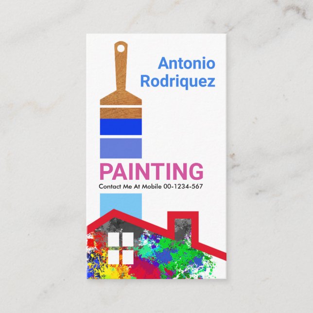 Tarjeta De Visita Pintura de pincel pintura azul sobre graffiti (Anverso)