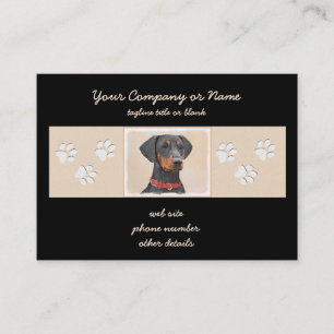 Tarjeta De Visita Pintura de Pinscher Alemán Arte Animal Original