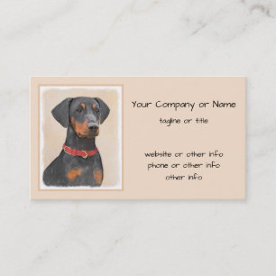 Tarjeta De Visita Pintura de Pinscher Alemán Arte Animal Original