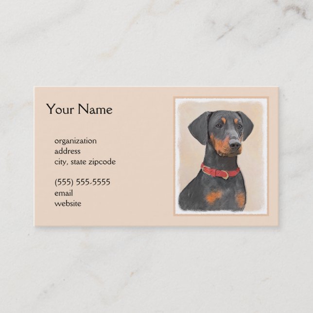 Tarjeta De Visita Pintura de Pinscher original de arte animal (Anverso)