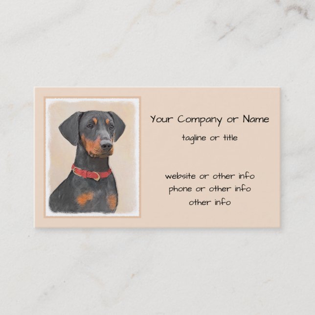Tarjeta De Visita Pintura de Pinscher original de arte animal (Anverso)