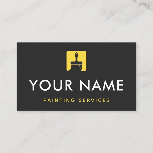 Tarjeta De Visita Pintura de pintador amarillo Pincel de pinturas si (Anverso)