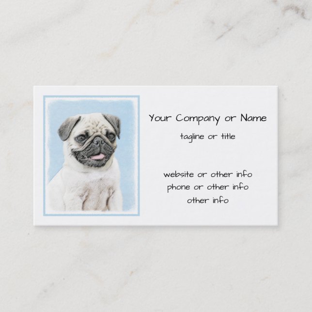 Tarjeta De Visita Pintura de pug - Arte de perro original lindo (Anverso)