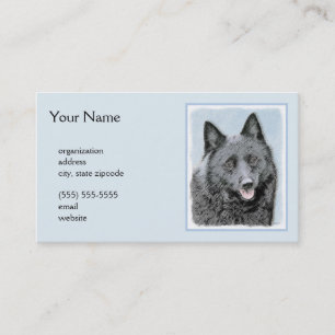 Tarjeta De Visita Pintura de Schipperke - Arte Perro Original Cuto