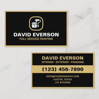 Tarjeta De Visita Pintura de Servicio Completo Acento Dorado Negro