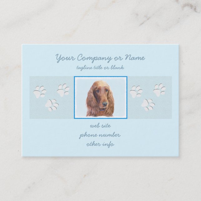 Tarjeta De Visita Pintura de Setter Irlandés - Arte de Perro Origina (Anverso)