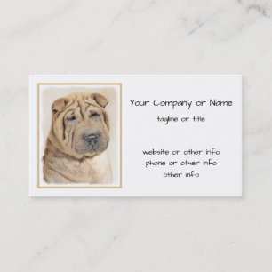 Tarjeta De Visita Pintura de Shar Pei - Arte Perro Original Cuto