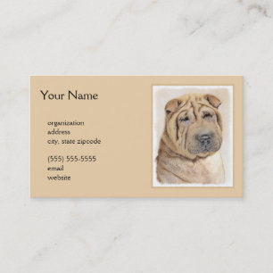 Tarjeta De Visita Pintura de Shar Pei - Arte Perro Original Cuto