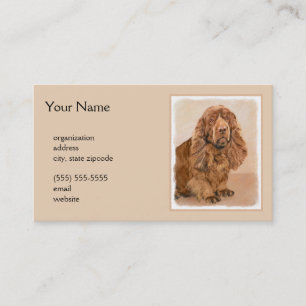 Tarjeta De Visita Pintura de Sussex Spaniel - Arte Perro Original Cu