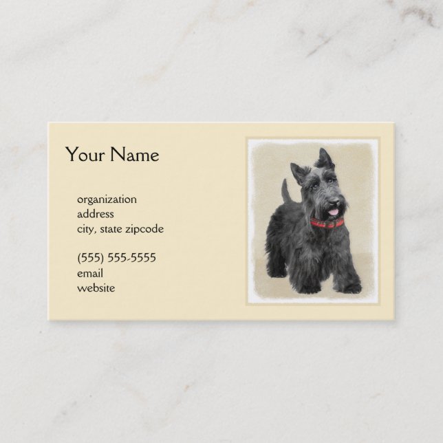 Tarjeta De Visita Pintura de Terrier del escocés - arte original (Anverso)