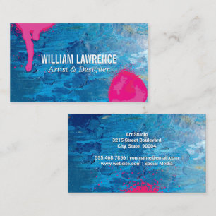 Tarjeta De Visita Pintura de textura azul   Pintado de pulverización