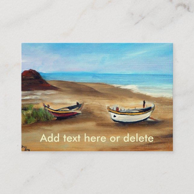 Tarjeta De Visita Pintura de un antiguo barco pesquero en la playa (Anverso)