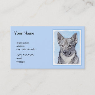 Tarjeta De Visita Pintura de Vallhund Sueca - Arte Perro Original Cu
