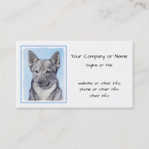 Tarjeta De Visita Pintura de Vallhund Sueca - Arte Perro Original Cu
