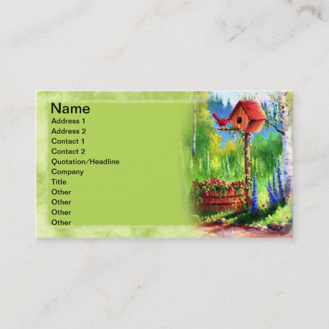 Tarjeta De Visita Pintura del Birdhouse del jardín (Anverso)