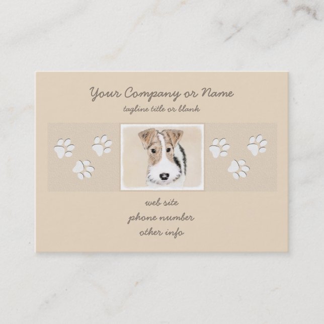 Tarjeta De Visita Pintura del fox terrier del alambre - arte (Anverso)