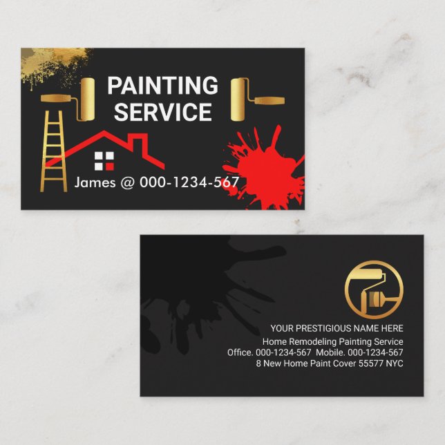Tarjeta De Visita Pintura del hogar de las salpicaduras de pintura (Anverso / Reverso)