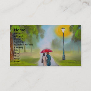 TARJETA DE VISITA PINTURA DEL PARAGUAS DE LOS PARES DEL DÍA LLUVIOSO