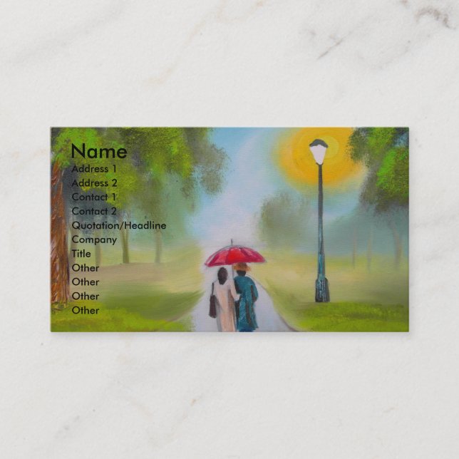 TARJETA DE VISITA PINTURA DEL PARAGUAS DE LOS PARES DEL DÍA LLUVIOSO (Anverso)