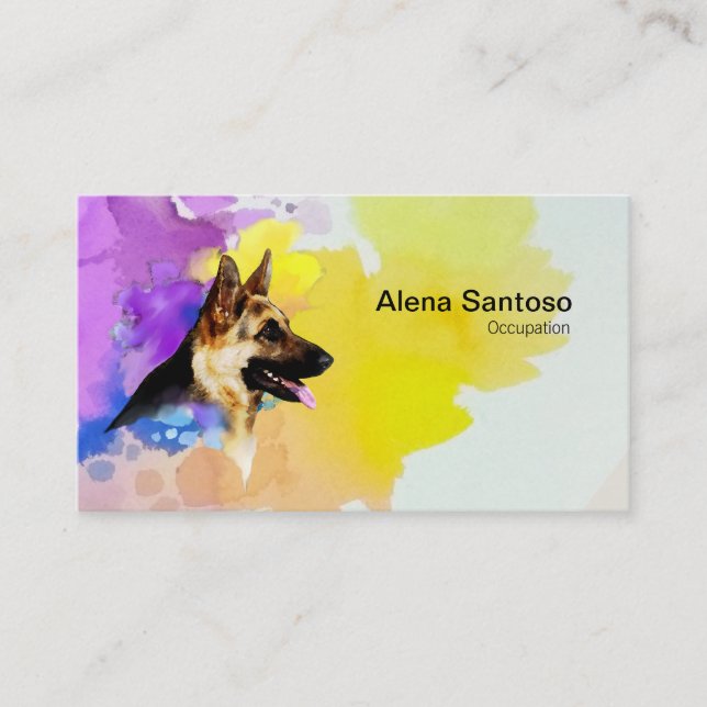 Tarjeta De Visita Pintura del perro de pastor alemán (Anverso)