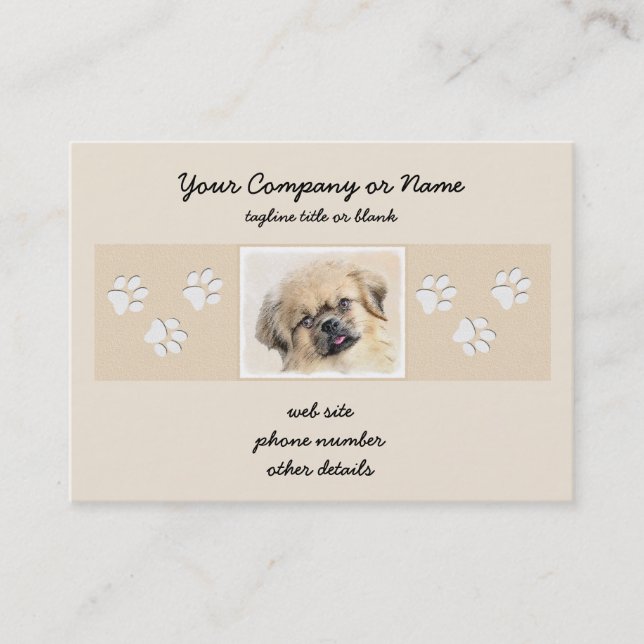 Tarjeta De Visita Pintura española tibetana - Arte de perro original (Anverso)