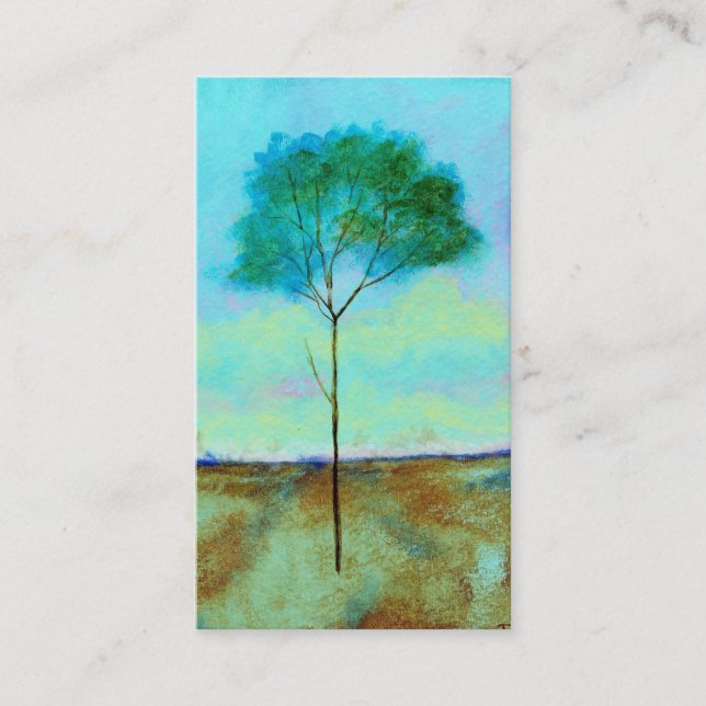 Tarjeta De Visita Pintura flaca solitaria del árbol del arte (Anverso)