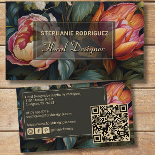 Tarjeta De Visita Pintura floral holandesa de lujo Diseño floral